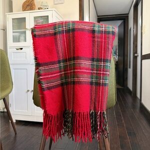 Festive Red Plaid Throw Blanket